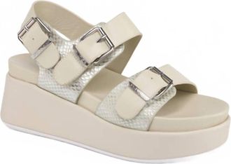 J/Slides Womens Brooke Leather Platform Sandal In Bone Multi
