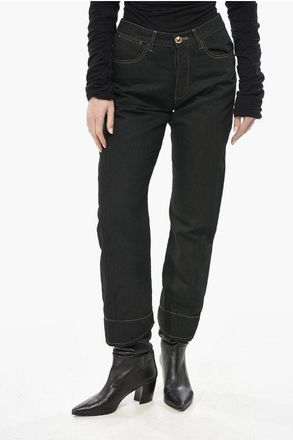 Jil Sander Regular-Fit Dark Wash Jeans with 20cm Gold-Effect Buttons size 40