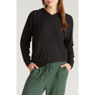 Universal Standard Travel Knit V-Neck Hoodie in Black at Nordstrom, Size Xs