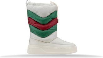 Gucci Dames Vetersneeuwlaarzen - Dames - Winterlaarzen - Wit - 36 EU - Nylon - Schoenen