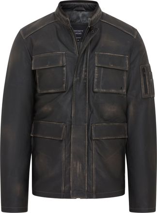 Infinity Leather Mens Vintage Black Leather Safari Jacket - Fagernes