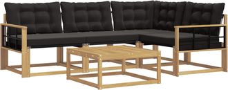 vidaXL Conjunto De Sof&aacute;s De Exterior 5 Uds. Blanco Y Negro Vidaxl