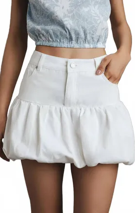 Blank NYC Bubble Denim Skirt In White