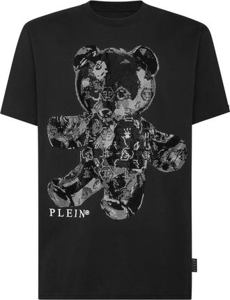 Philipp Plein T-shirt Ronde Hals SS Teddy Glass - Heren - T-shirts - Zwart - 3XL - Katoen - Tops