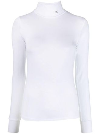 Raf Simons logo-embroidered roll neck top - women - Spandex/Elastane/Micromodal - S - White