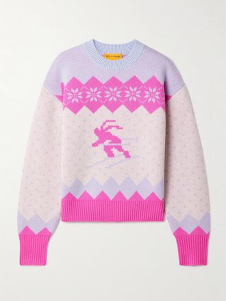 Guest In Residence Pullover In Misto Lana E Cashmere Jacquard Downhill - Rosa