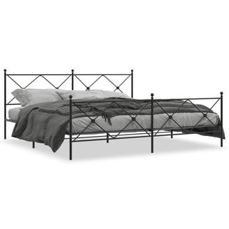 Berkfield Home Metal Bed Frame without Mattress with Footboard Black 193x203cm | Size: 193x203 cm