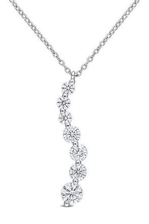 Delmar Sterling Silver Created Moissanite Journey Pendant in White at Nordstrom Rack