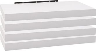 Woltu Woltu - Estanteria Pared Estante Flotante Juego De 4 Estante Pared De Madera De Mdf Para Sal&oacute;n Cocina Pasillo Blanco C