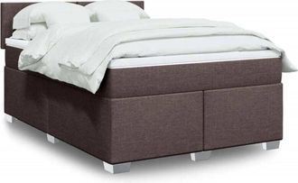 vidaXL Vidaxl - Cama Box Spring Con Colch&oacute;n Tela Marr&oacute;n Oscuro 160x200 Cm