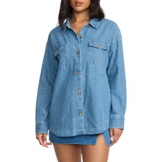 Billabong Fadeaway Denim Shacket in Salt Washed at Nordstrom Rack, Size Large