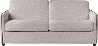 Beliani Sofa Bed 2 Seater ISHOJ Fabric Light Beige