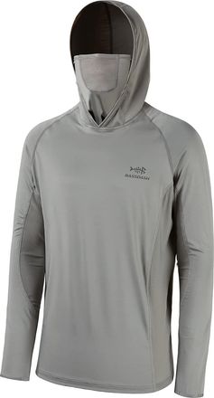 Bassdash UPF 50+ Mens Long Sleeve Fishing Shirt with Mask UV Neck Gaiter Hoodie Ash Grey