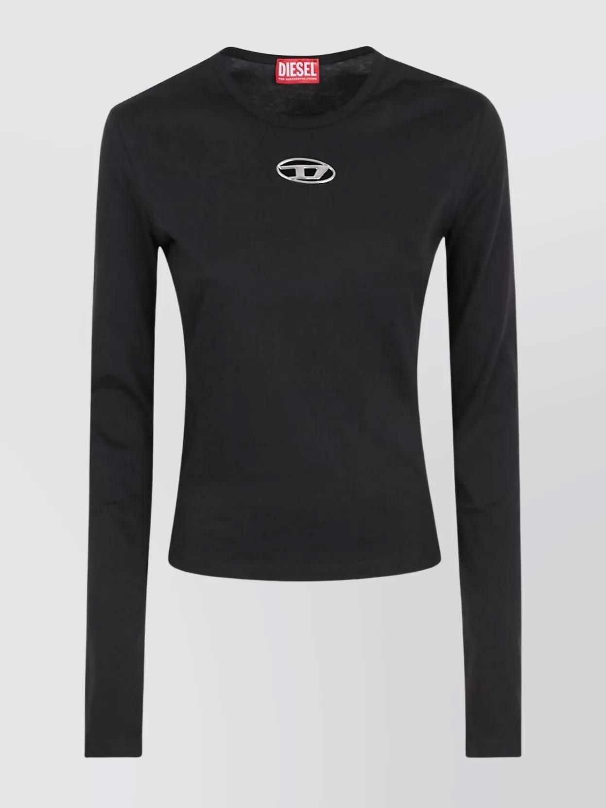 ★DIESEL★ T ELLE LONG D T-SHIRT BLACK A149610EJAI9XX Women's T-shirt with D logo patch | Black | Diesel