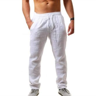Generic Mens Summer Trousers Lightweight Long Linen Trousers Mens Summer Thin Casual Trousers Loose Fit Jogging Bottoms Airy Summer Trousers Outdoor Beach Tro