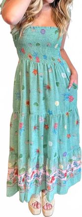 Olivaceous Mermaids Garden Maxi Dress In Green