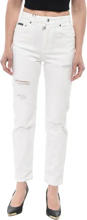 Dolce & Gabbana White Straight Mid Rise Jeans