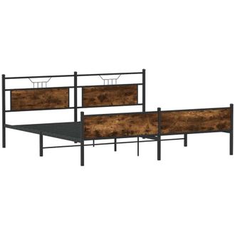 vidaXL Vidaxl - Estructura De Cama Sin Colch&oacute;n Metal Roble Ahumado 183x213 Cm