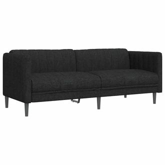 vidaXL Sof&aacute; De 3 Plazas Tela Negro Vidaxl