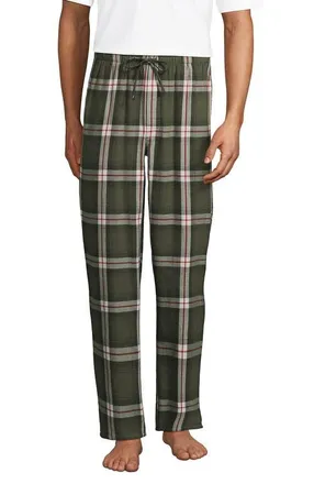 Lands End Flannel Pajama Pants in River Stone Green Plaid at Nordstrom, Size X-Small
