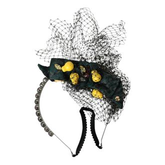 Dolce & Gabbana Zwarte Citroenen Sicili&euml; Kristal Haarband - Dames - Haaraccessoires - Veelkleurig - ONE Size - Katoen - Accessoires