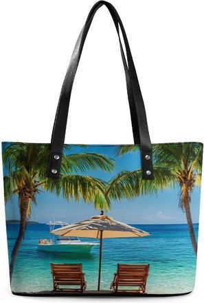 Generic Tropical Vacation at The Beach Tote Bags for Women Cute Shoulder Purses Handbags