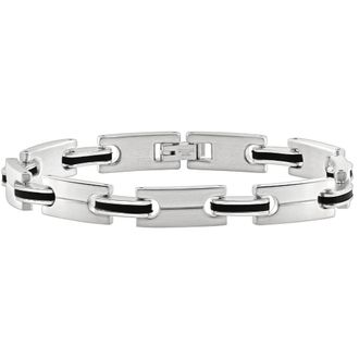 Pompeii3 Mens Steel Polished Two Tone Black 8.5 8.5mm Bracelet