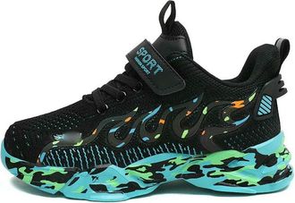 Generic ZBDP Running Shoes Children Mesh Kids Casual 7-12 Years Children Sneakers Boys Black Green