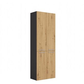 Hucoco RORY - Bathroom cabinet with basket - Dimensions 174x60x30 - Bathroom storage unit with laundry area
