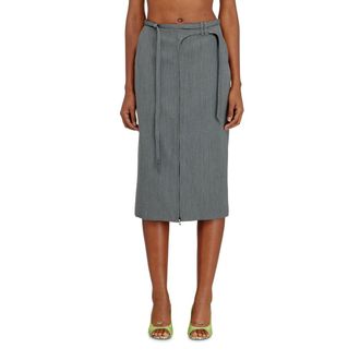 Diesel Tailored midi pencil skirt with biker straps - Skirts - Woman - Grey
