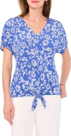 Chaus Print Tie Front Top in Jbs Denim at Nordstrom, Size Medium