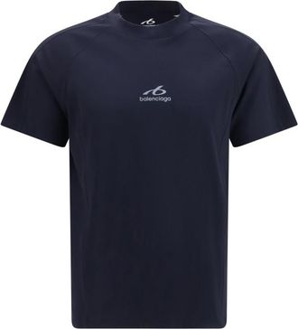 Balenciaga Blue Logo Crew Neck T-Shirt