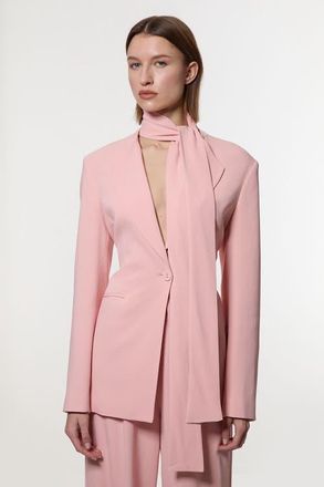 Karen Millen Tie Neck Blazer in Pink at Nordstrom, Size 12