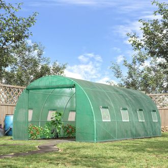 OUTSUNNY Walk in Polytunnel Greenhouse Galvanised Steel w/ Zipped Door in Green
