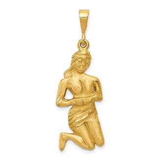 Diamond2Deal 14k Yellow Gold Satin Diamond-cut Virgo Zodiac Charm