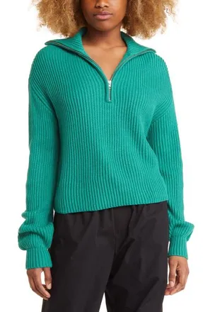 BP. Quarter Zip Pullover in Green Enamel at Nordstrom, Size Medium