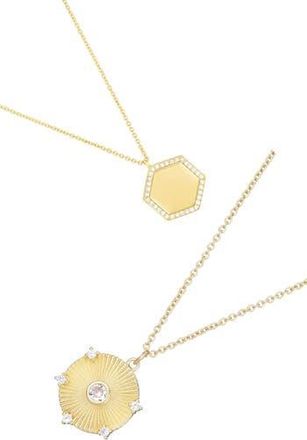 Adornia Set of 2 Cubic Zirconia Pendant Necklaces in Gold at Nordstrom Rack