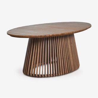 Sklum Mesa De Jard&iacute;n Ovalada 200x110 Cm En Madera De Acacia Mura Sklum