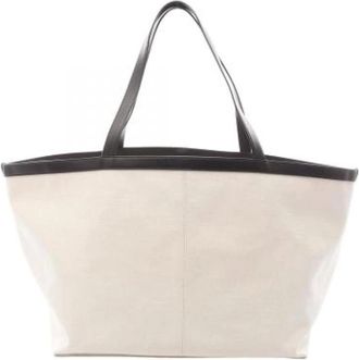 Bottega Veneta Pre-owned Tote Bags, female, White, Size: ONE SIZE Pre-owned Canvas Shoulder Bag