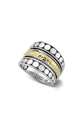 Samuel B. 18K Yellow Gold & Sterling Silver Hammered Ring in Silver/Gold at Nordstrom Rack, Size 6