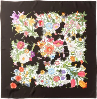 Gucci Printed Flora Silk Twill Carr&eacute;