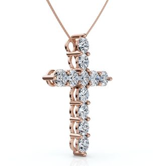 Pompeii3 4Ct TW Diamond Cross Pendant 14k Gold Womens 18 Necklace Lab Grown