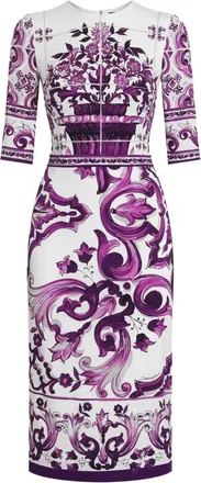 Dolce & Gabbana Abito Midi Con Stampa Maiolica-Donna