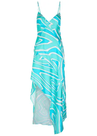 Pucci Abito Printed Silk-twill Midi Dress - Turquoise - 42 (UK10 / S)