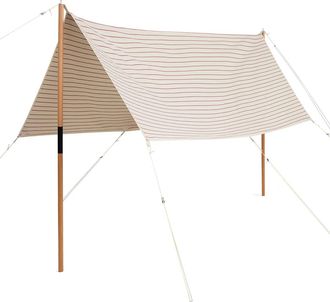 HAY Outdoor Market Sonnensegel, beige mit roten Streifen