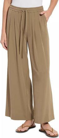 Lyss&eacute; Mae Pleated Drawstring Wide Leg Pants In Olive Leaf