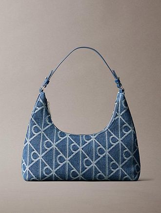 Calvin Klein Denim Allover Emblem Logo Shoulder Bag