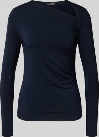 Lauren Ralph Lauren Longsleeve mit asymmetrischem Ausschnitt Modell MATZI in Marine, Größe XXL