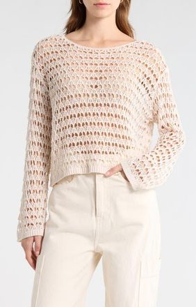 PacSun Willa Cotton Blend Open Stitch Sweater in Ivory at Nordstrom, Size Xx-Small