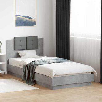 vidaXL Vidaxl Struttura Letto Con Testata Grigio Cemento Legno Ingegnerizzato